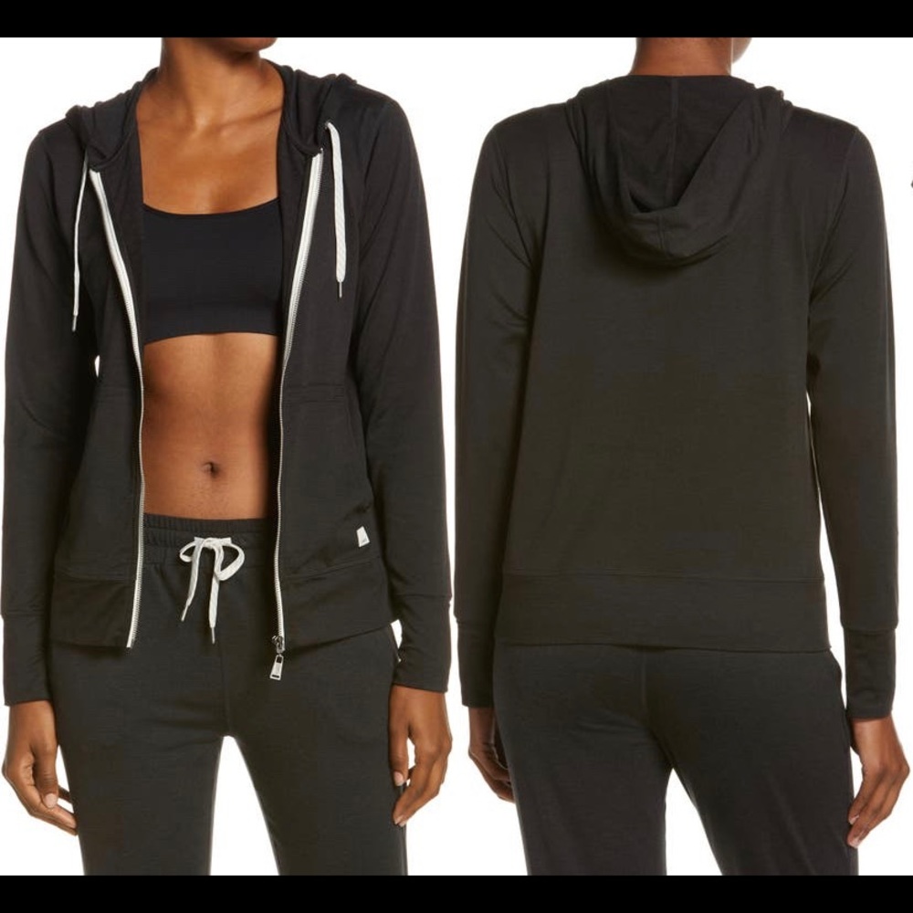 Vuori halo performance zip front hoodie charcoal black